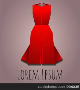 Vector illustration of a paper origami evening dress. Vector element for logos, postcards and your design. Vector illustration of a paper origami evening dress.