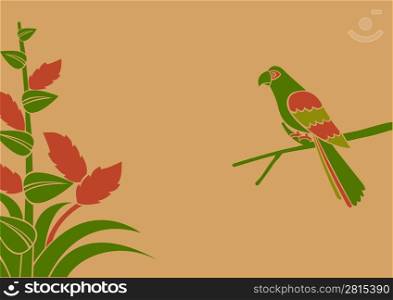 Vector Illustration of a parrot on a branch