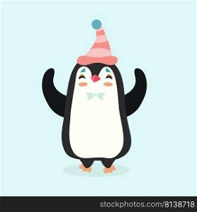 Vector illustration of a penguin on pastel background. . Vector illustration of a penguin