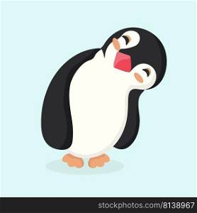 Vector illustration of a penguin on pastel background. . Vector illustration of a penguin 