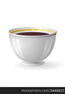 Vector illustration of a porcelain bowl with coffee