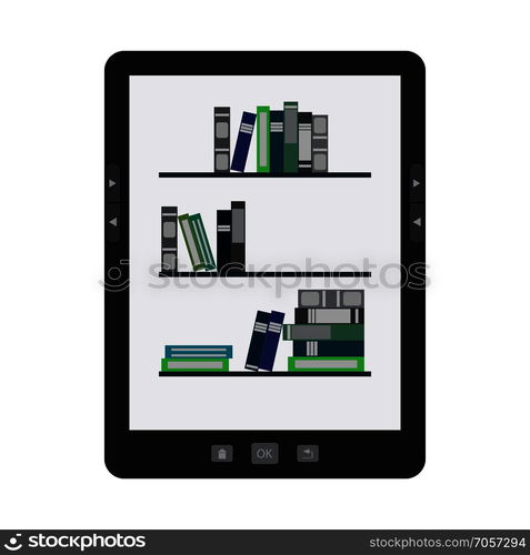 Vector illustration of a portable modern tablet e-book reader. portable modern tablet e-book reader.