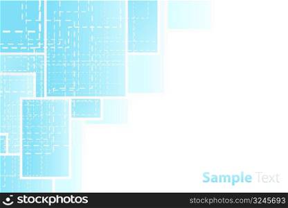 Vector illustration of a presentation sheet corner design. Technological dashed theme.