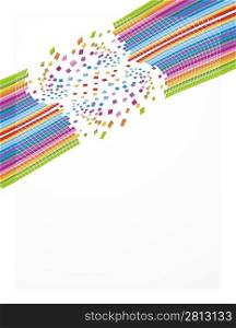 Vector illustration of a rainbow business sheet design background with slcik gradient, falling bricks concept.