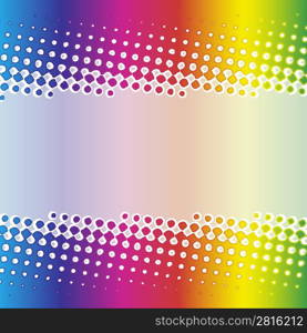 Vector illustration of a rainbow halftone banner stripe design.