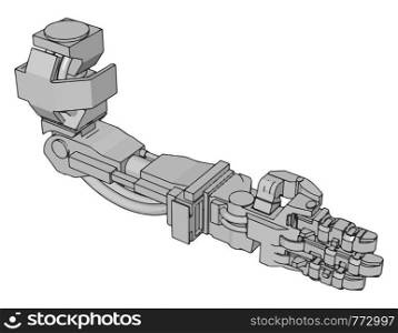 Vector illustration of a robotic arm white background