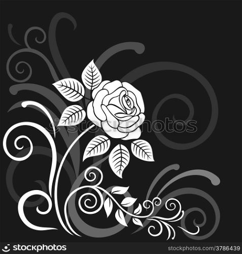 Vector illustration of a rose on the gray background