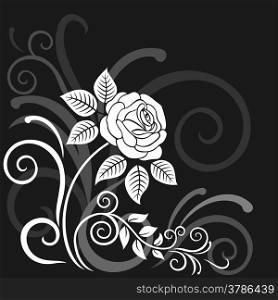 Vector illustration of a rose on the gray background