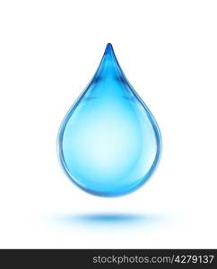 Vector illustration of a single blue shiny water drop