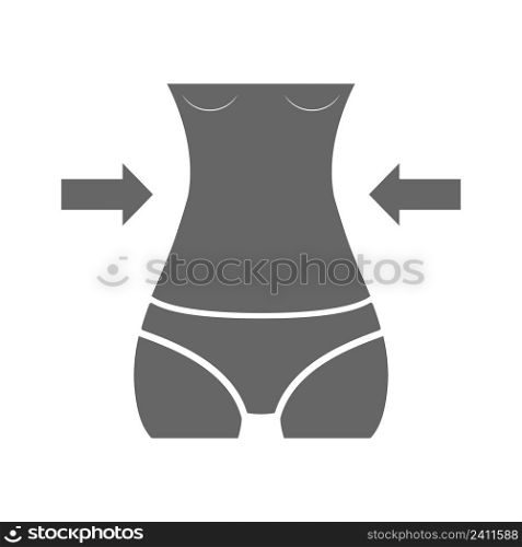 Vector illustration of a slim waist. The belly of a sporty girl icon, a symbol of training, sports or gym.