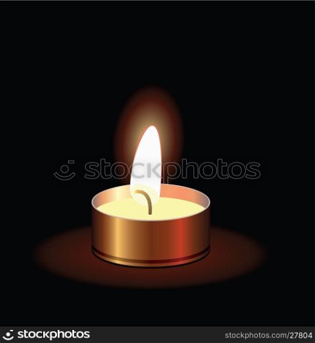 vector illustration of a small burning candle