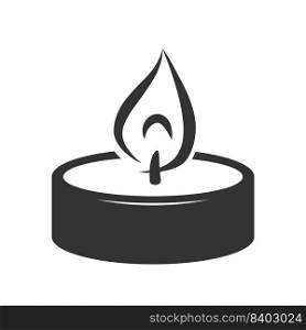vector illustration of a small burning candle for christmas, spa, religious, memorial or funeral backgrounds. candle light symbol
