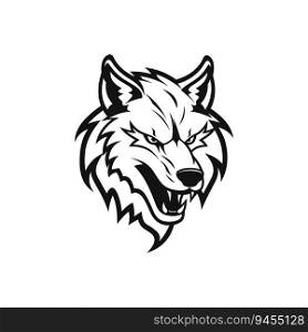 Vector Illustration of a Snarling Wolf with Sharp Lines on White Background