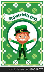 Vector Illustration of a St. Patrick’s Day,cartoon character , greeting card.
