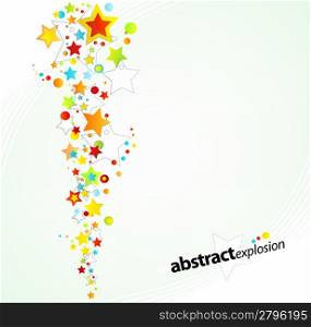Vector illustration of a starry rainbow explosion design background.
