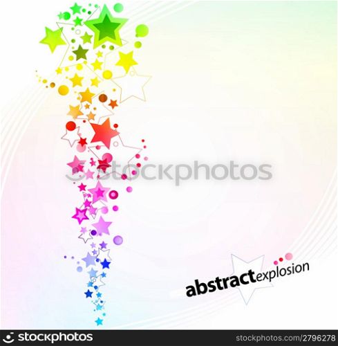 Vector illustration of a starry rainbow explosion design background. Eps10 rainbow overlays included.