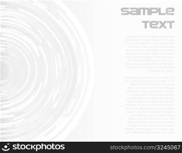 Vector illustration of a stylized techno circle abstract paper background with sample text.