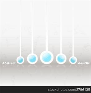 Vector illustration of a time business concept abstract design with hanging clocks and retro bubbles background.