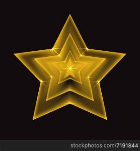 Vector illustration of a transparent golden star with glitter. Vector element for your design. Vector illustration of a transparent golden star with glitter. V