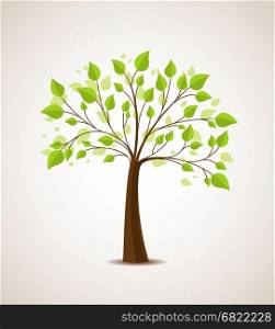 Vector illustration of a tree with green leaves