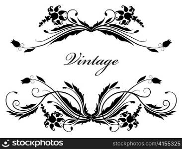 vector illustration of a vintage floral frame