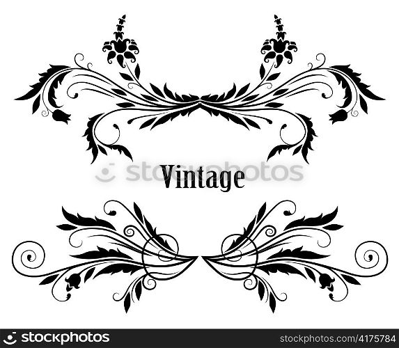 vector illustration of a vintage floral frame