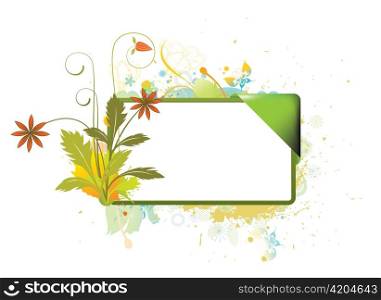 vector illustration of a watercolor floral frame with grunge