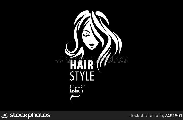 Vector illustration of a womans hairstyle on a black background.. Vector illustration of a womans hairstyle on a black background