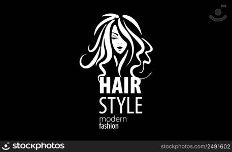 Vector illustration of a womans hairstyle on a black background.. Vector illustration of a womans hairstyle on a black background