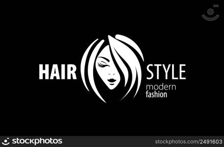 Vector illustration of a womans hairstyle on a black background.. Vector illustration of a womans hairstyle on a black background