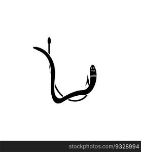 Vector illustration of a worm on a hook