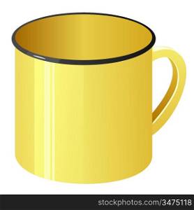 Vector illustration of a yellow enamel mug
