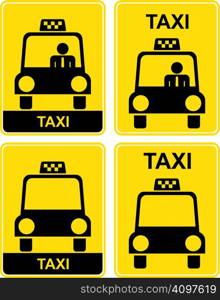 Vector illustration of a yellow road sign - Taxi stand.