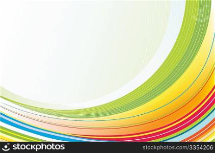 Vector illustration of abstract background made of Colorful Rainbow curved lines