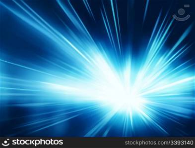 Vector illustration of abstract background with blurred magic neon blue light rays