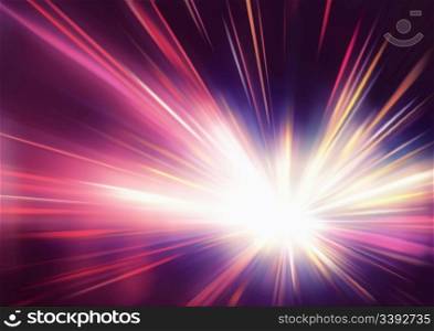 Vector illustration of abstract background with blurred magic neon red light rays