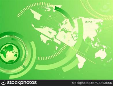 Vector illustration of abstract background with map and circles