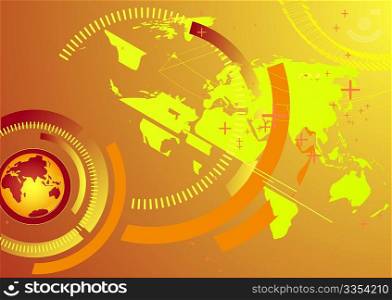Vector illustration of abstract background with map and circles
