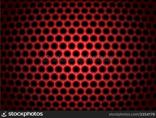 Vector illustration of abstract background with textures of red perforated metal plate