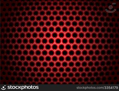 Vector illustration of abstract background with textures of red perforated metal plate
