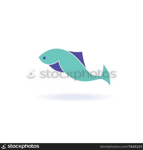 Vector illustration of abstract blue fish. Abstract fish logo for seafood restaurant or fish shop.. Vector illustration of abstract blue fish.
