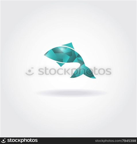 Vector illustration of abstract blue fish. Abstract fish logo for seafood restaurant or fish shop