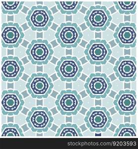Vector Illustration of Abstract Blue Mandala or Ikat Texture Seamless Pattern for Wallpaper Background. 