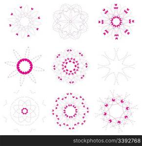 Vector illustration of abstract floral and ornamental elements set