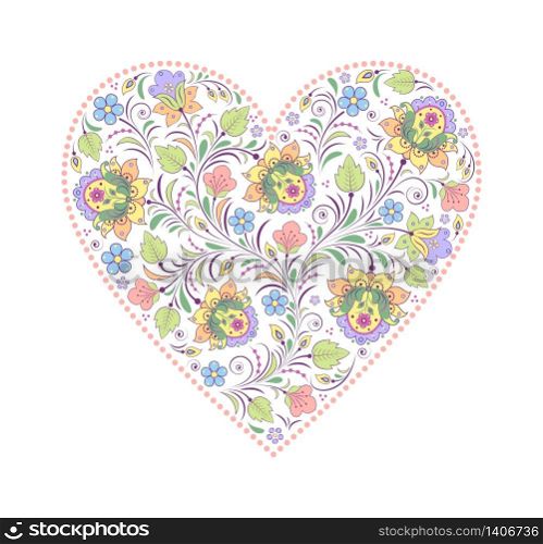 Vector illustration of abstract floral heart isolated on white background