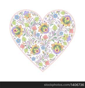 Vector illustration of abstract floral heart isolated on white background