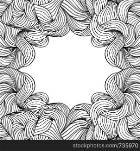 Vector illustration of abstract frame.Abstract background.Coloring page for adult.. abstract hand drawn frame
