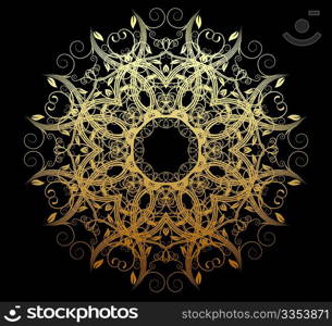 Vector illustration of abstract golden floral and ornamental element