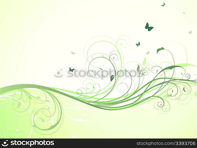 Vector illustration of abstract green floral Background