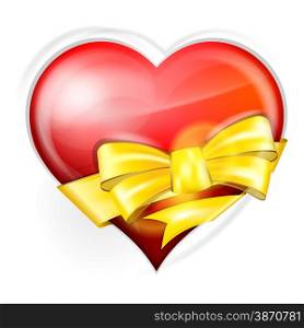Vector illustration of abstract heart with golden bow
